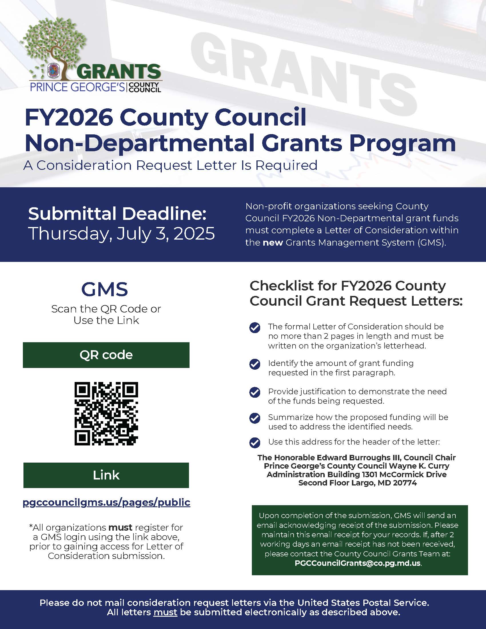 FY2026 County Council Non-Departmental Grants Flyer